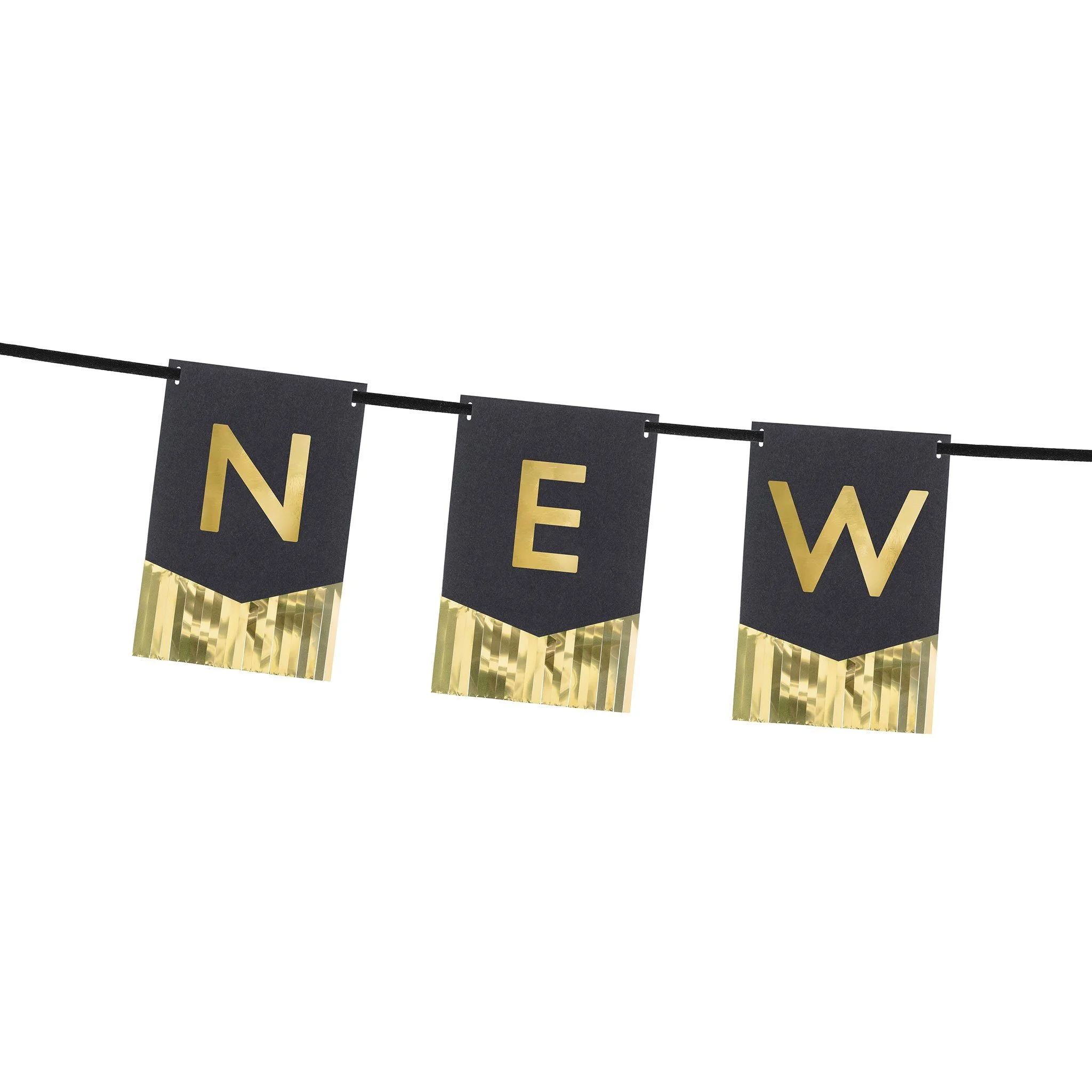 PARTYDECO – Girlande Happy New Year Schwarz/Gold